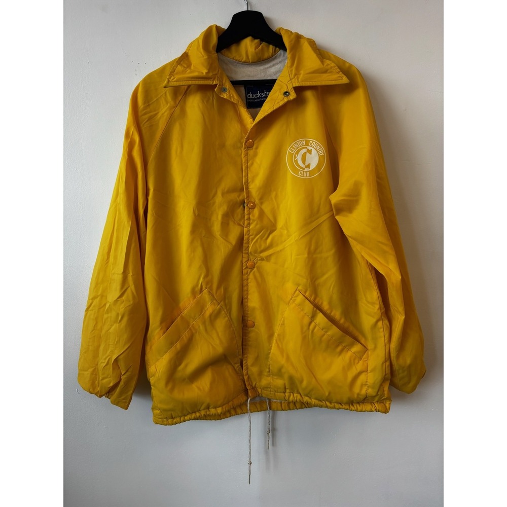 Vintage Duckster Jacket Mens Medium Yellow Clinton Country Club Windbreaker‎ 80s